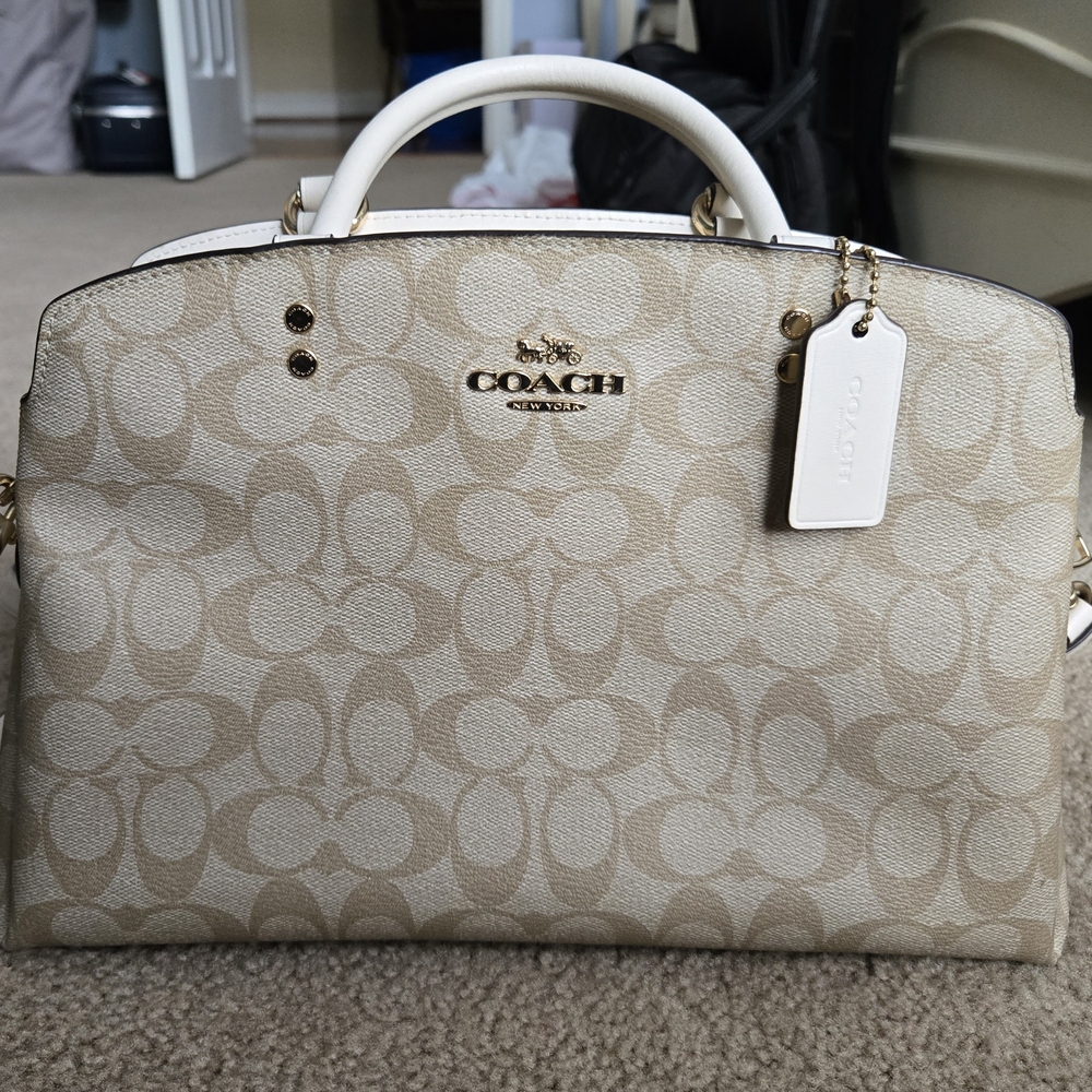 Coach Women's Lillie Carryall Signature Bag, Cream